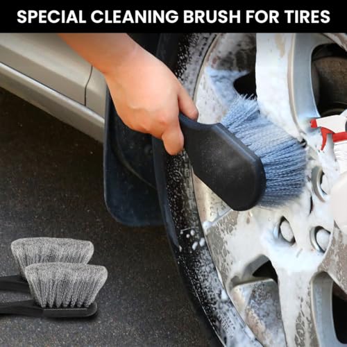 Image of STHIRA 15cm Wide Car Tire Cleaning Brush Hard Nylon Bristles Rim Scrubber Handheld Car Wheel Cleaning Brush for Tires, Rims, Hubcaps & Car Exterior, Deep Cleans & Restores Shine Tyre Brush