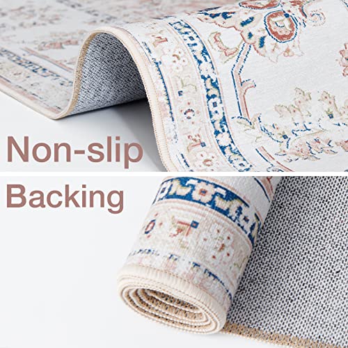 Collact Runner Rug 2X6 Area Rug Hallway Persian Rug Vintage Pink Floral Print Carpet Distressed Rug Indoor Mat Foldable Thin Rug Non Slip Accent Rug Kitchen Living Room Bedroom Dining Room #TOP3