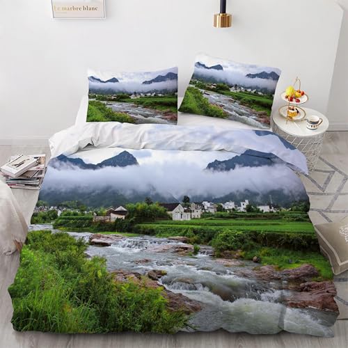 Housse de couette 200x200 rivière抗皱微纤维面料让换洗更轻松