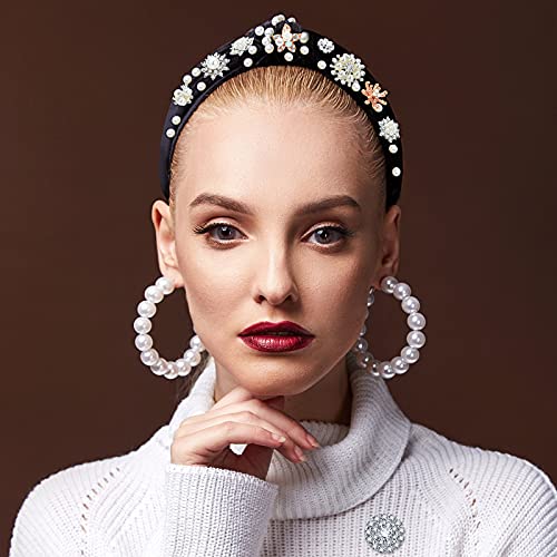 44 Pieces Pearl Rhinestone Brooches Embellishments Buttons Bulk Faux Pearl Flower Rhinestone Buttons For Jewelry Making Decor, 11 Styles (Silver And Gold,Flat Back Style) #TOP5