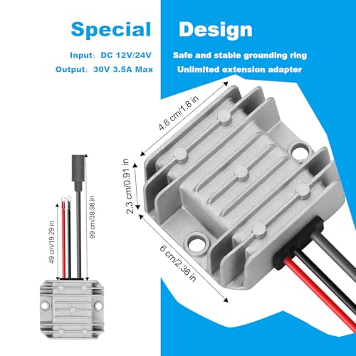Starlink Mini 12V Adapter, DC 12V/24V Power Cord Converter with Starlink Mini Power Supply Cord 9-28V Input 30V 3.5A Output for starlink mini Adapter as Cars, RVs, Boats and Golf Cars2