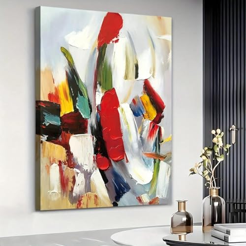 Peinture sur toile moderne en blocs de couleurs avec cadre salon 50x70 cm