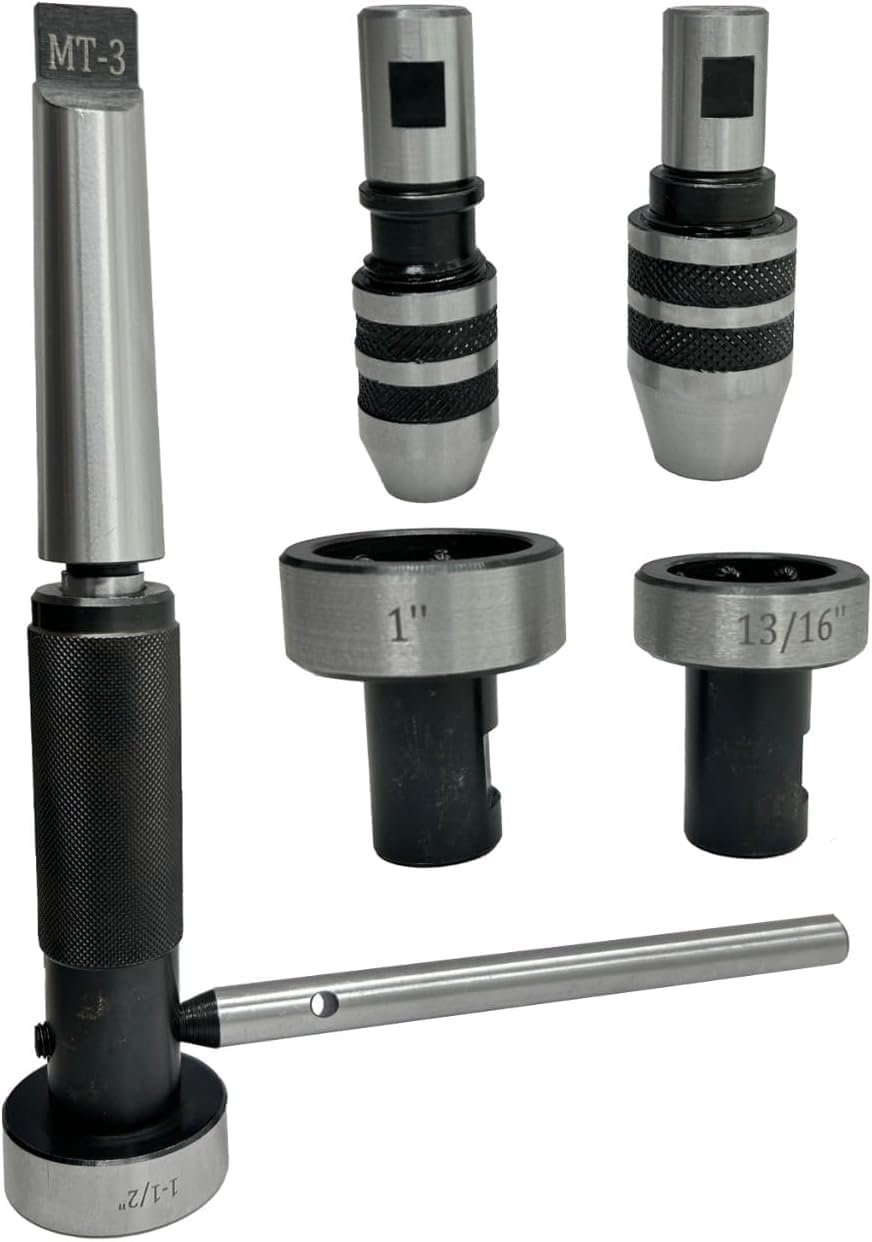 Lathe Tailstock Die Holder Set, MT3 Shank, Threading & Tapping Attachment for External Threads, Self-Centering Floating Die Holder for Manual & CNC Lathes