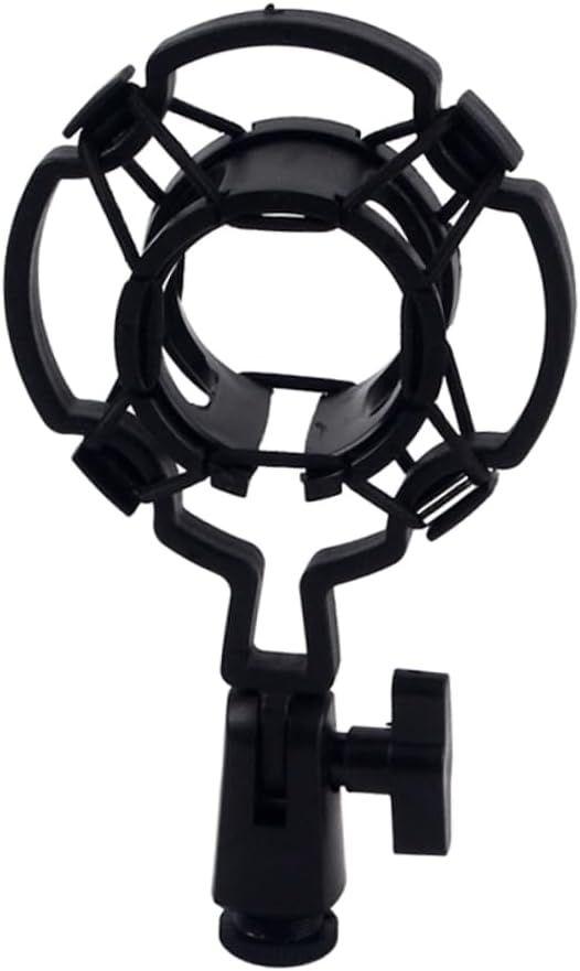 HANABASS Adjustable Microphone Stand Clip Universal Mount for Large Diaphragm Mics SA19 Plastic Recording Bracket Black
