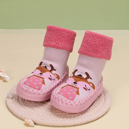 Cute Children Toddler Sock Shoes Autumn and Winter Boys and Girls Slip On Non Slip Warm and Girls Shoes (Pink, 2-2.5 Years Toddler)2