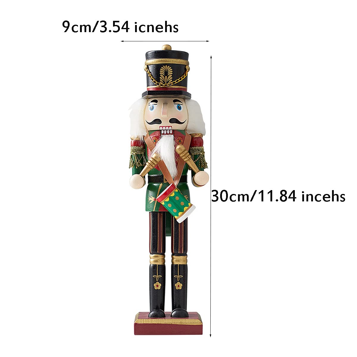 Casse-Noisette Soldat En Bois 30cm - Décorations Noël Classique | Figurine Marionnette à Bouche Mobile, Décoration Fête