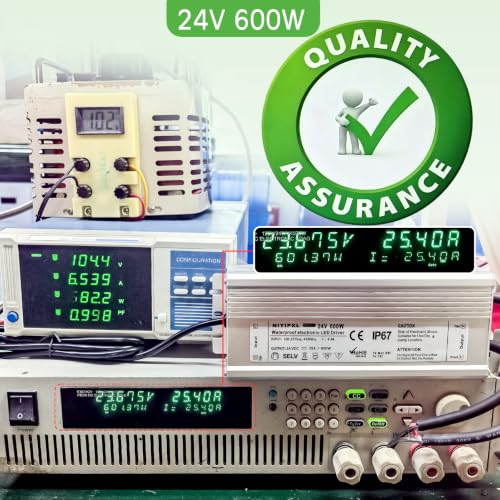 Image of LED Driver 600 Watts(300W X2) 24V DC Transformer,Waterproof IP67 Power Supply, Adapter with 3-Prong Plug 4.9 Feet Cable for Any DC led Lights, Computer Project, Outdoor Light