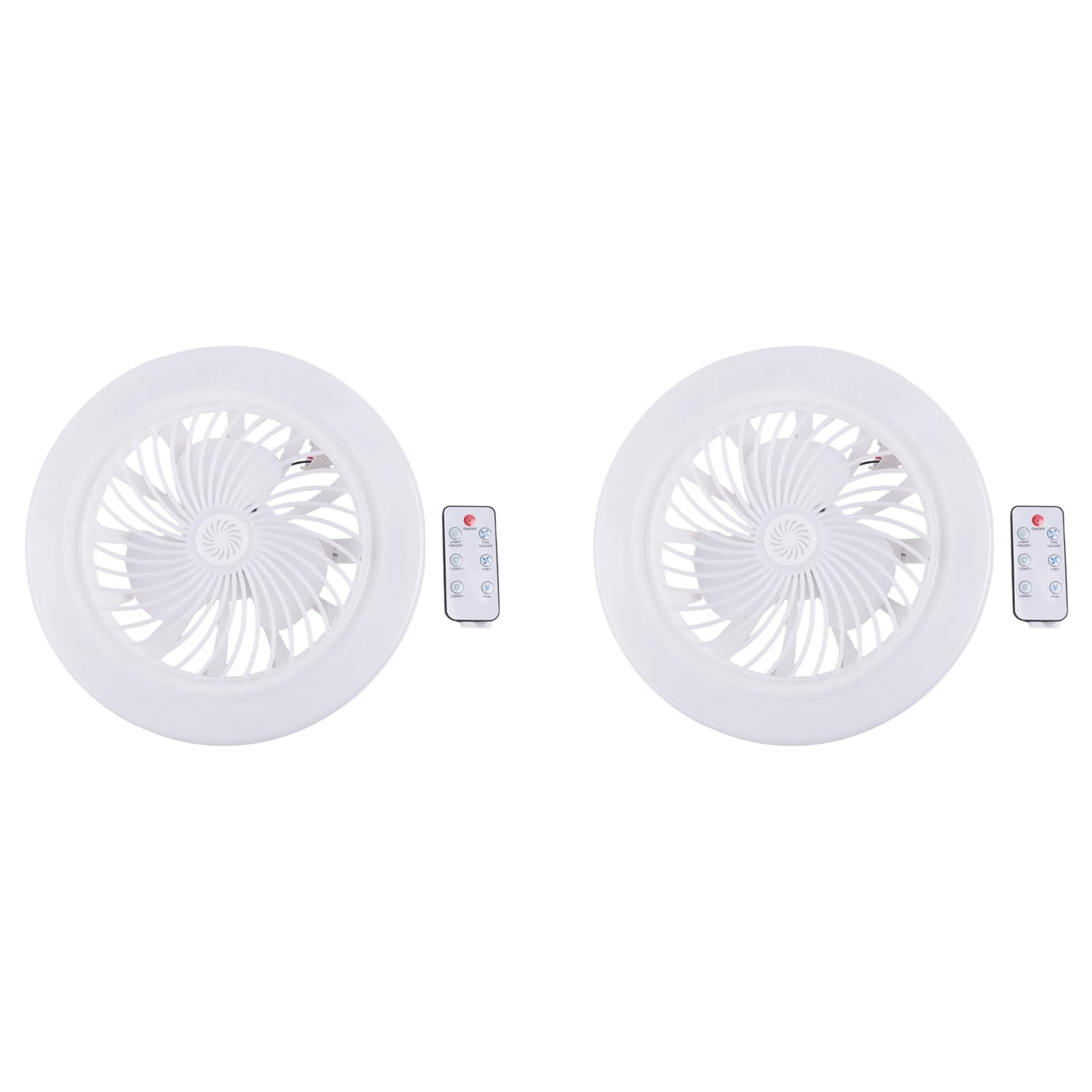 Hndhbfgrt 2X Ceiling Fans with Lights and Remote, Flush Mount Ceiling Fan Modern Low Profiles Bladeless Small Ceiling Fan