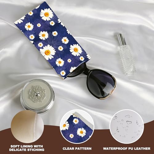 Image of Anikathy 2Pcs Sunglass Eyeglass Glasses Case Soft PU Leather with Cleaning Cloth Cute Glasses Pouch Bag for Men Women Girs