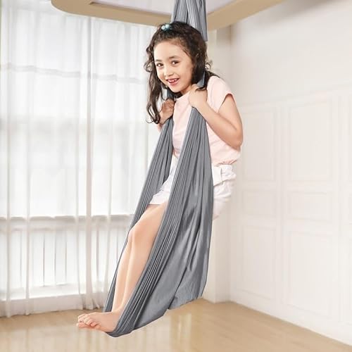 tylxayoxa Aerial Yoga Hängematte Set, Aerial Yoga Swing Air Fliegen, Nestschaukel, Yoga-Schaukel Hammock Swing 200 Kg Max. Tragfähigkeit Mit Beschläge, Anti-Gravity-Übungen(Grau,150x280CM/59x110in)