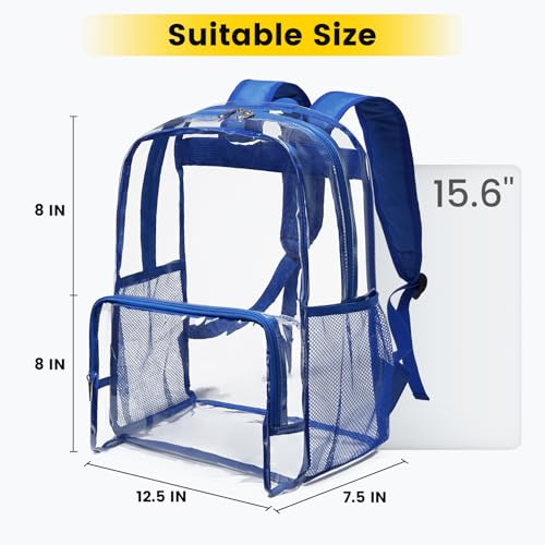 Image of Vorspack Clear Backpack for Girls and Boys, Large Clear Bookbag | Lightweight See Through Backpacks for School, Reinforced Straps, Heavy Duty Transparent Clear Bag for Work Travel Festival
