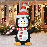 Lvydec Lighted Inflatable Penguin Christmas Outdoor Decoration Clearance - 4ft Blow Up Penguin with Built-in LED Lights for Christmas Holiday Yard Decoration