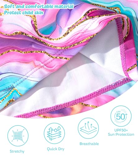 Image of Vogseek Girls Rash Guard Two Pieces Swimsuit Long Sleeve Bathing Suit for 3-10 Years