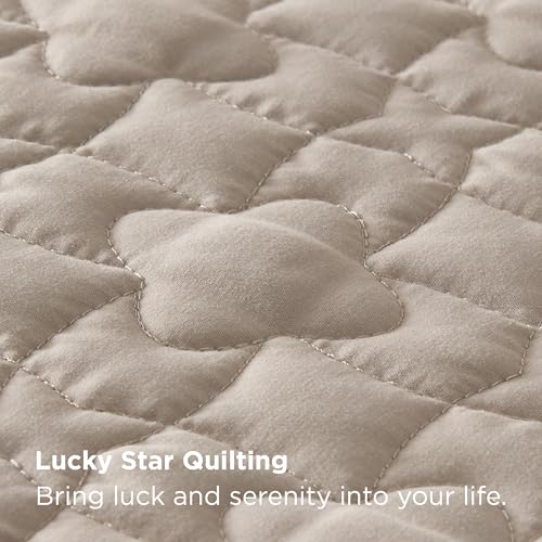 Image of Bedsure Quilts Queen Size - Lightweight Queen Comforter Set with Lucky Star Quilting, Soft Quilt Bedding Set, Taupe Bedspreads Coverlet for All Seasons with 2 Pillow Shams (90 inch x 96 inch)