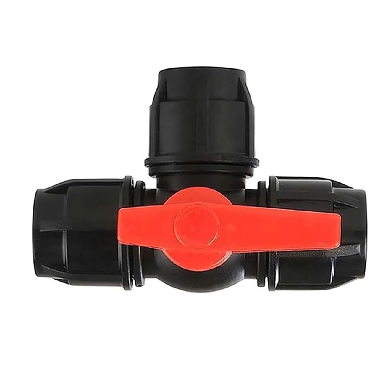 3-Way Hydraulic Ball Valve, 3-Way Plastic Ball Valve T-Type for PE Pipe, Multicolor, 20-63mm(Black,50mm)