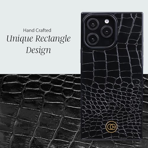 Image of COCOMII Rectangle for iPhone 14 Pro Max Case, Black Crocodile Leather