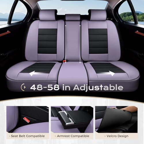 Image of Coverado Car Seat Covers Full Set, Seat Covers for Cars, Front Seat Covers and Back Seat Cover Waterproof Leather Automotive Seat Cover, Universal Car Interior Protectors Cushion for Most Cars