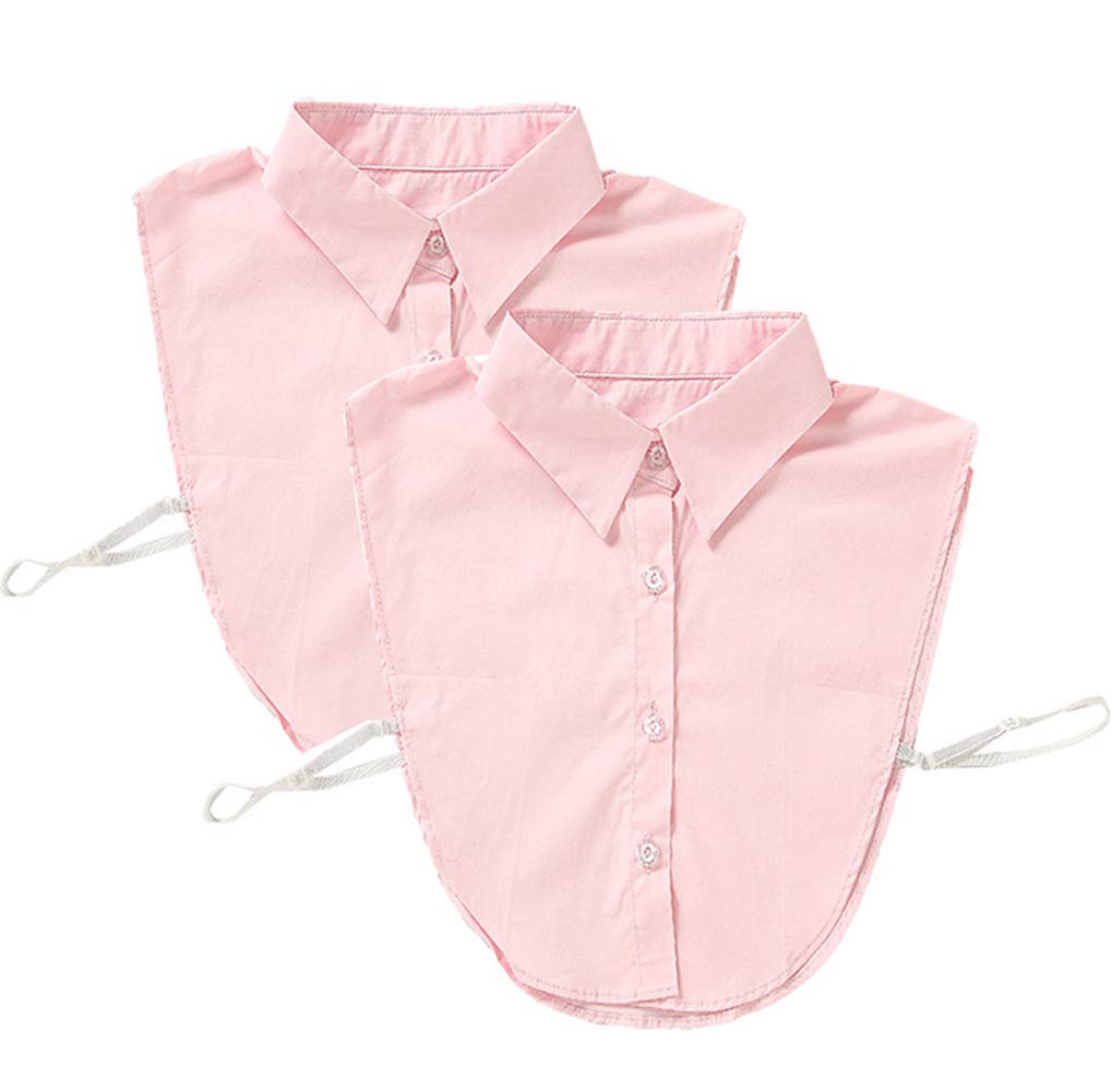 Meboom 2pcs Pink Detachable Shirt Collar Fake False Faux Collar Half Shirt Blouse Dickey for Female Women