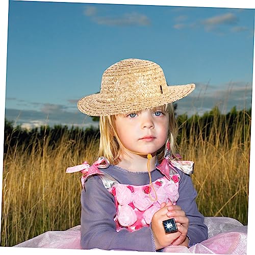 VALICLUD Straw Farmer Hats for Kids 31cm Diameter Beach Hats for Kids Fashionable Straw Hat4