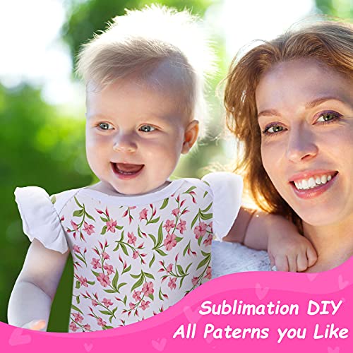 Honoson 4 Pieces Sublimation Baby Blank Bodysuits White Short Sleeve Bodysuits for Baby Ruffle Jumpsuit Fabric and Polyester4