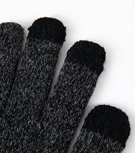 Lallier Winter 3Pcs Men's Wool Hat Scarf Touchscreen Gloves Set, Warm Beanie Skull Cap Scarf Thermal Glove Set For Men (Black) #TOP3