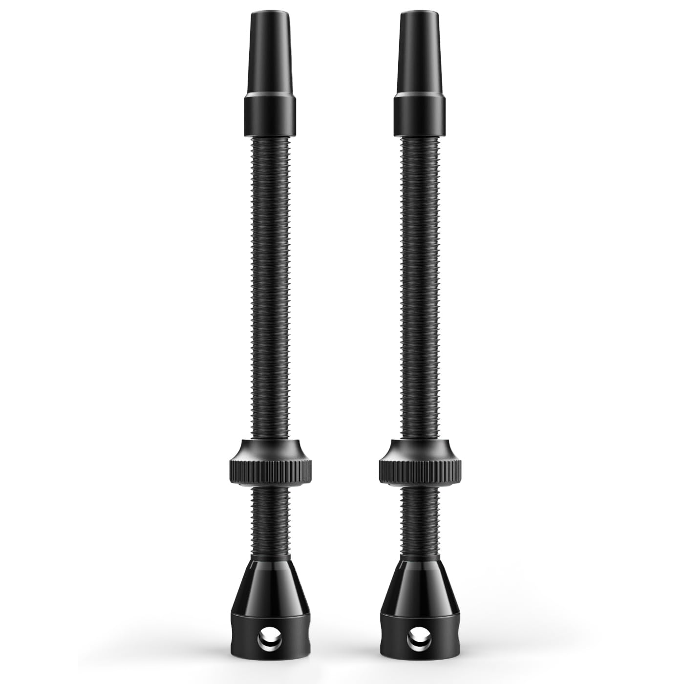 Set di valvole tubeless | Valvole Presta per pneumatici senza camera d'aria | Alluminio superleggero, anodizzato in colori vivaci, valvola francese | Per cerchi tubeless standard (nero, 80mm)