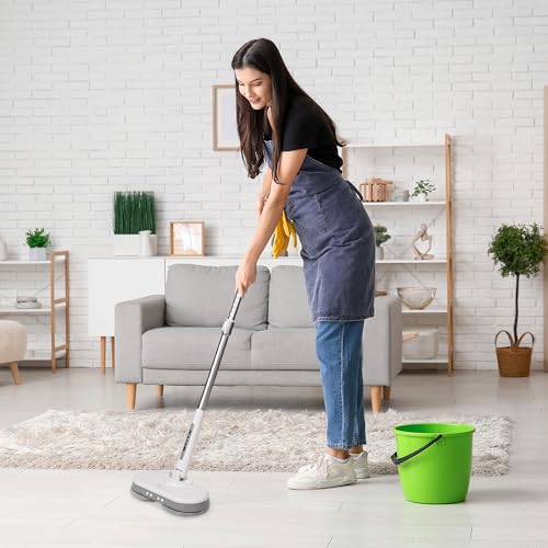 Alivio Electric Mop, Powerful Spin Head Wireless Mop 150rpm for Cleaning Various Floor, Foot Prints, Stains, Invisible Bacteria - Grey - Image 6