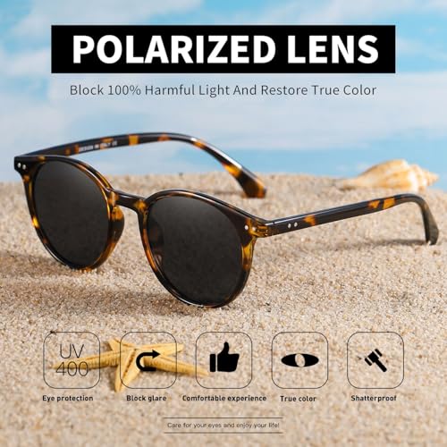 Small Round Polarized Sunglasses for Women Classic Vintage Style UV400 Protection(3 Pack)3