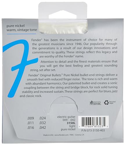 Fender Original Bullets String Set - 3150L (009/042) - Pure Nickel - Bullet Ends (Pack of 3) - Image 2