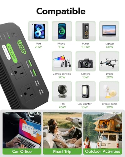 200W Car Power Inverter DC 12V to 110V AC, 30W USB-C & 18W USB-A Fast Charging - image 6