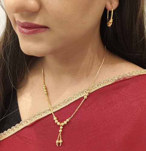 Efulgenz Indian Jewelry Sets Gold Tone Dubai Style Necklace Hoop Earrings by Efulgenz - Used condition - Image 3