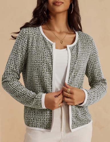 Image of VOIANLIMO Women's Checkered Cardigan Casual Long Sleeve Lightweight Open Front Cardigans Sweaters for Women