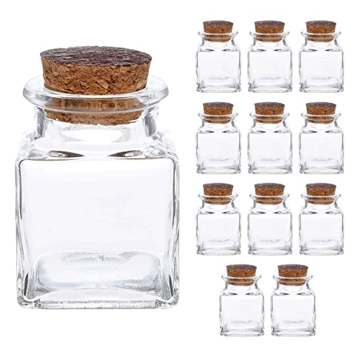 Kate Aspen, Square Glass Favor Jar, with Cork Stopper, Petite Treat, 12 Count (12PCS)