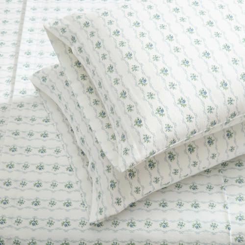 Image of Martha Stewart - Full Cotton Flannel Sheet Set with Pillowcases | Brushed Feel, Breathable Comfort, Deep Pocket Fit, Fully Elasticized Edge, Self-Hem Finish, Machine Washable
