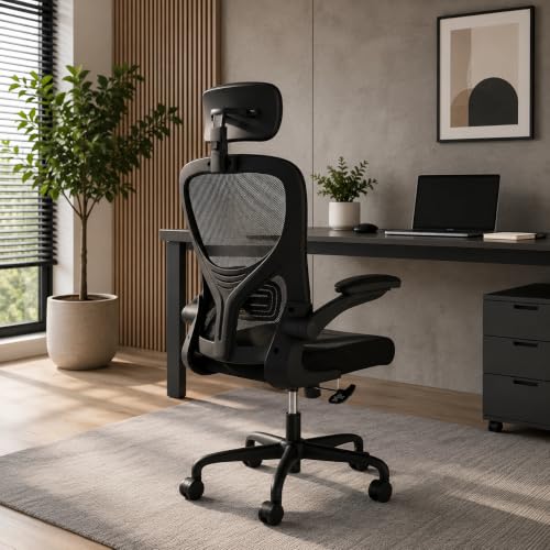 Image of Casa Copenhagen Black | High Back Imported Mesh Fabric Boss Office Chair | Y Design Ergonomic Back Support | 2D Aero Design Adjustable Armrests | Synchro Tilt Lock Mechanism