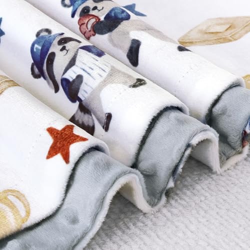 Image of BORITAR Baby Blanket for Boys Girls, Soft Lightweight Minky Blanket with Double Layer Dotted Backing for Infant Toddler Nursery Crib with Cute Woodland Animal Baseball Design, 30 x 40 Inch