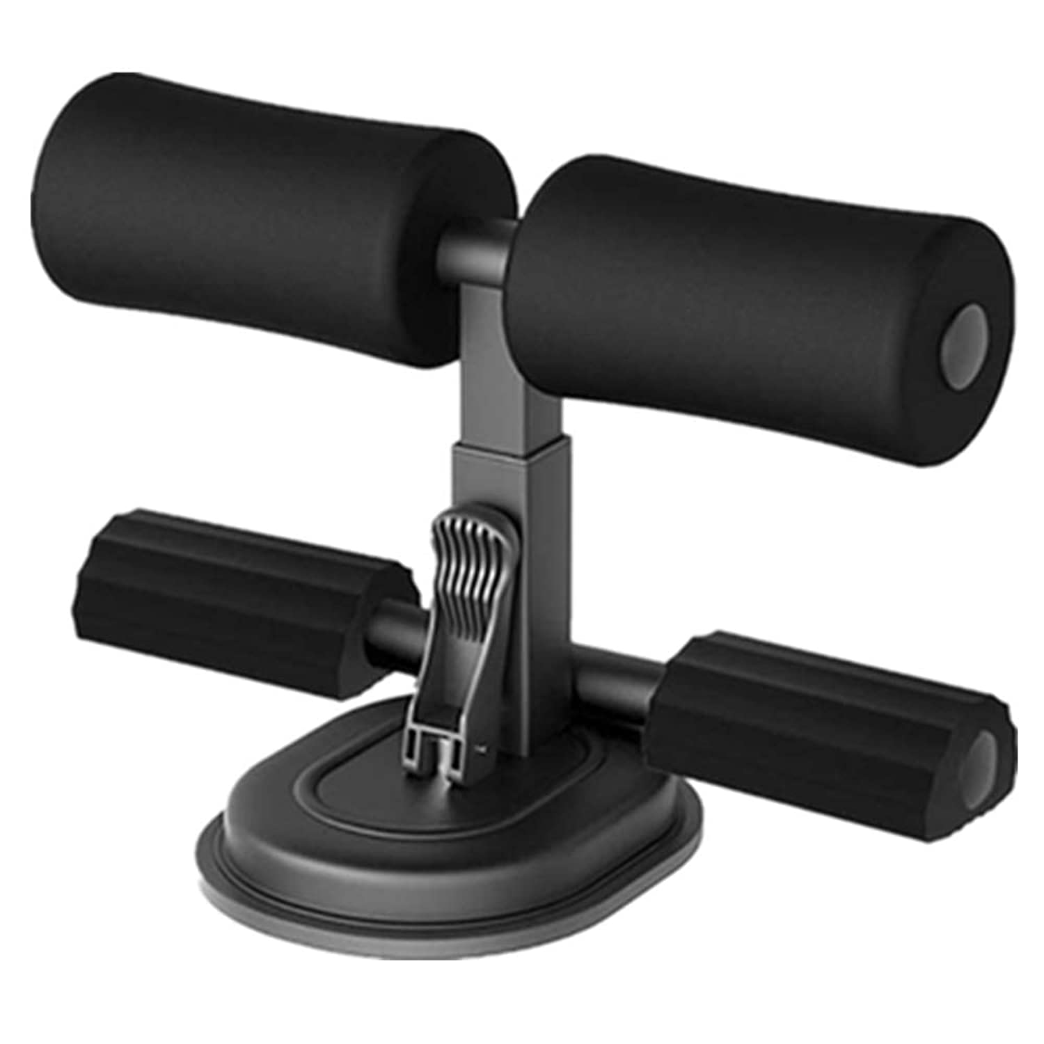 Suction Cup Sit Up Aid Bar, Portable Self-suction Situp Bar with 3 speed Height Portable Multi-function Waist Belly Exercise Tool Leg Muscle Training Perfect Push Ups Home Fitness Equipment-Black
