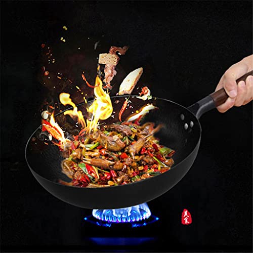 Wok de hierro chino artesanal 32 cm sin recubrimiento miniatura 3