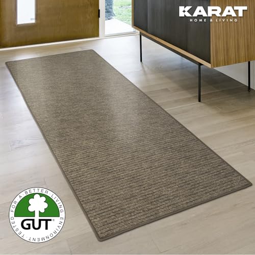 KARAT Teppich Läufer Geneva - Teppichläufer auf Maß - Meterware - Flurteppich - Küchenläufer - Teppich für Küche, Flur & Wohnzimmer (67 x 100 cm, Hellbraun)