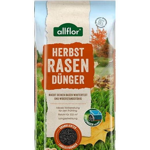Allflor Herbstrasen-Dünger 1 x 3kg Faltschachtel I Zur Stärkung der Gräser I Optimale Nährstoffzufuhr I Macht den Rasen winterfest I Mineralischer Volldünger I Mit Langzeitwirkung