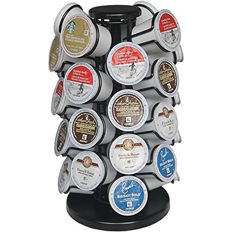 BLACKSMITH FAMILY 32 K Cup Holders,K Cup Holder, K Cups Holder,K Cup Carousel, Coffee Pods Holder Storage Organizer Stand, No Assembly Required,Black (Capacity of 32 Pods, Black) Cover