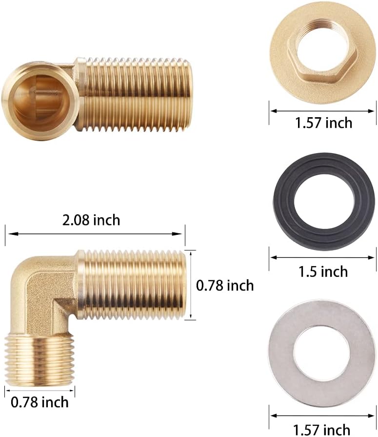 Wall Mount Commercial Faucet Installation kit,Brass 90 dergee backsplash Mount Set for Stainless Steel Commercial Kitchen Prep & Utility Sink,Lead-Free 2 Pack - Image 6