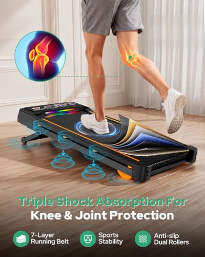 Image of Walking Pad with 15% 12-Level Auto Incline, 450 lbs Capacity UI Screen, Rayspace 3.5HP Quiet Under Desk Treadmill with Bluetooth Speaker & Remote, Compact Treadmills for Home Hiking Control