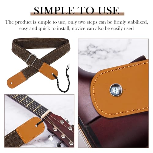 FERCAISH Pack of 2 Ukulele Strap, Western Guitar Strap, Country Style Cotton Guitar Strap with Leather Ends - Image 3