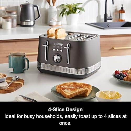 Morphy Richards Illumination 4 Slice Toaster, 7 Toast Settings, Browning Controls, Variable Width Slots, Auto Pop-up, Removeable Crumb Tray, Cord Storage, 1500W, Titanium, 248022 - Image 5