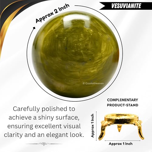 Image of Certified Vesuvianite Crystal Ball for Meditation - Premium Crystal Vastu Items for Home and Feng Shui Items for Good Luck - Ideal for Pooja Supplies and Spiritual Practices (2 inch Inch)