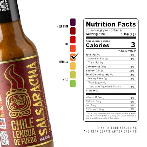 Image of Chile Lengua de Fuego Salsaracha - Sriracha-Style Scotch Bonnet & Jalapeno Salsa Hot Sauce, Medium, 5 oz Bottle (Pack of 2)
