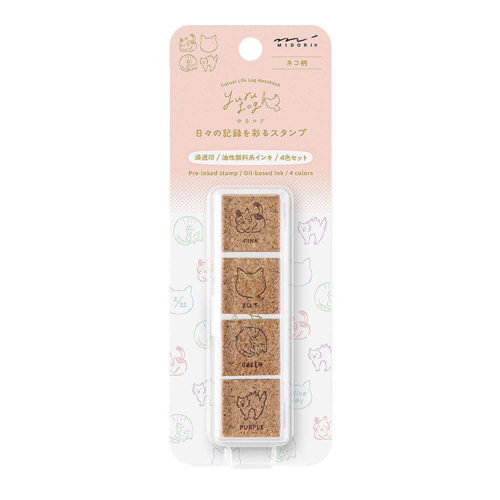 Midori Stamp Loose Log, Penetrating Seal, Cat Pattern 35618006