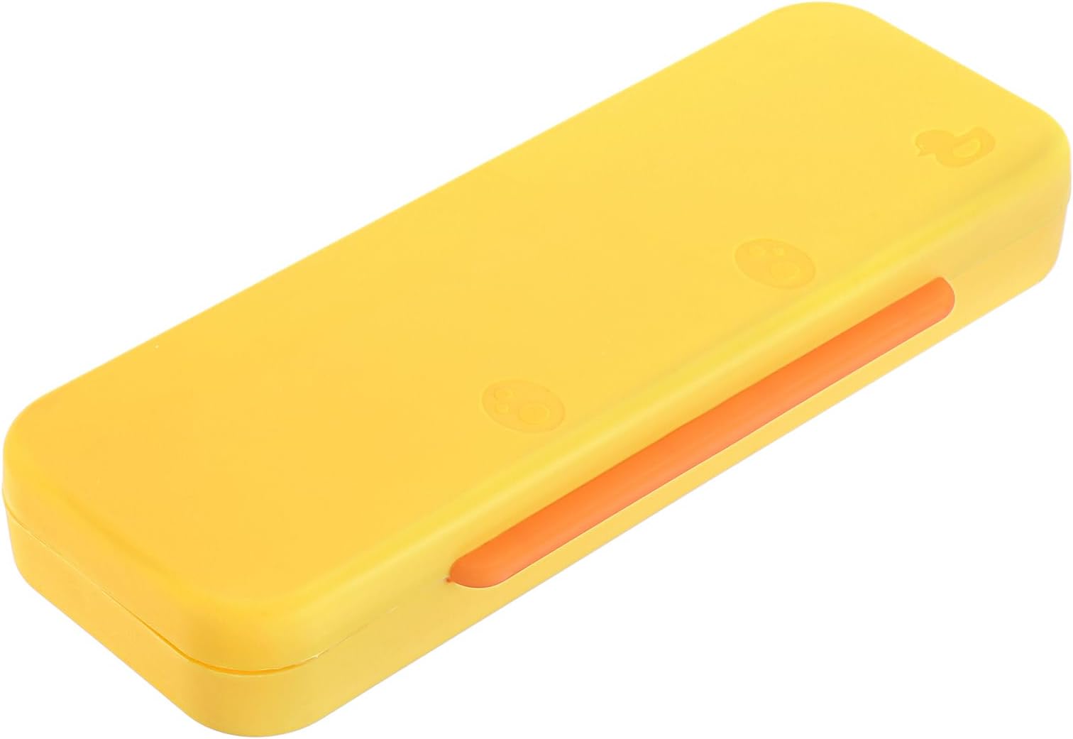 BSTKEY Plastic Double Layers Pencil Box with Lid, Yellow Foldable Pencil Holder Organizer Pen Case, School Office Stationery Box for Pencil, Pen, Eraser, Ruler