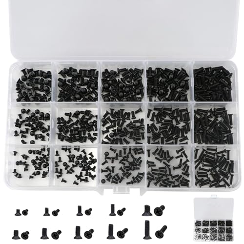 Tornillos de Ordenador, 450 piezas de Tornillos para Computadora portátil, Micro Ttornillos de Reparación, 15 Tamaños de Micro Tornillos de Acero al Carbono, para Ordenador, Placa Base
